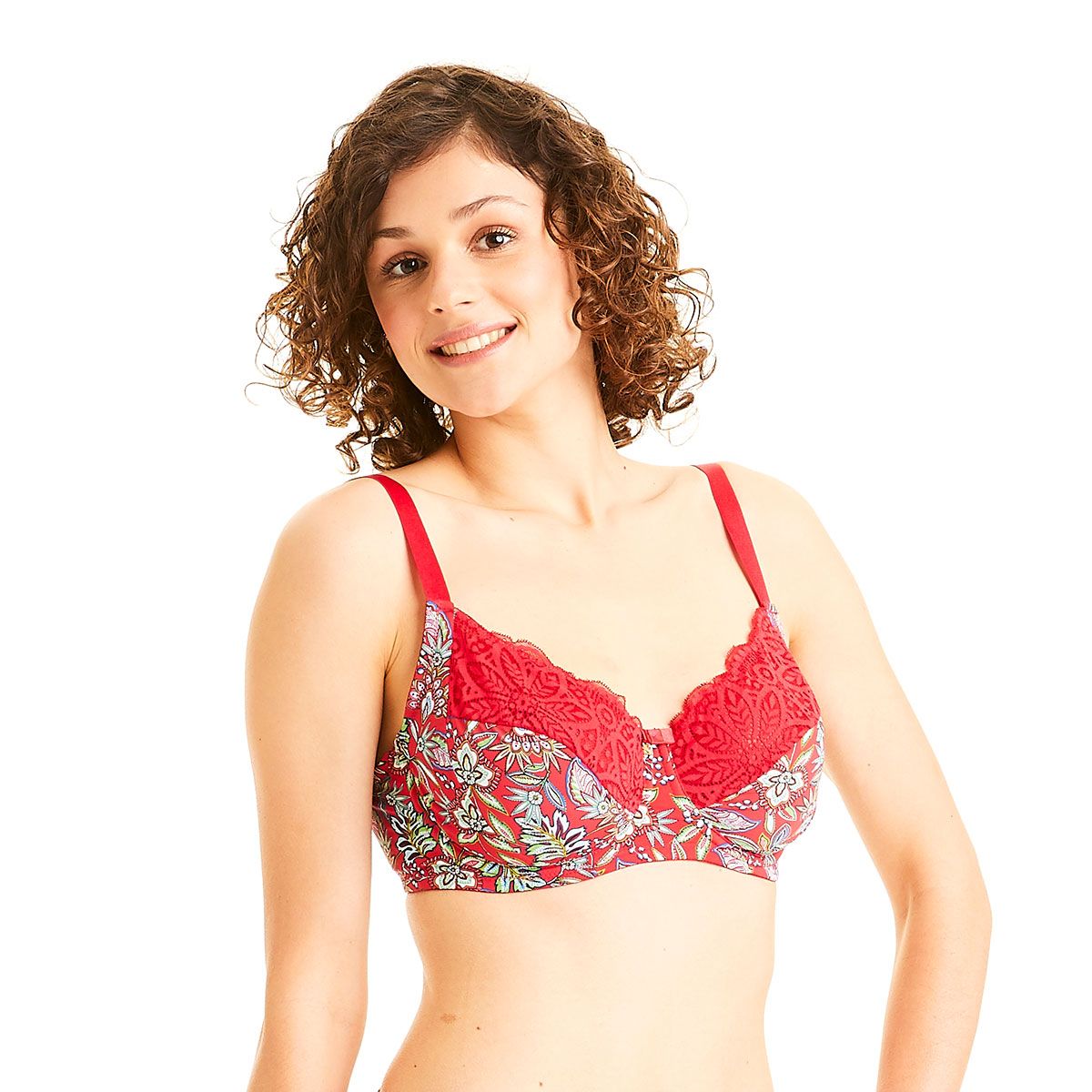 Pomm'Poire Soutien-gorge grand maintien multico rouge Aria