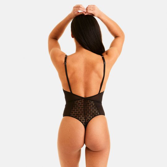 Body tanga noir Merveilleux