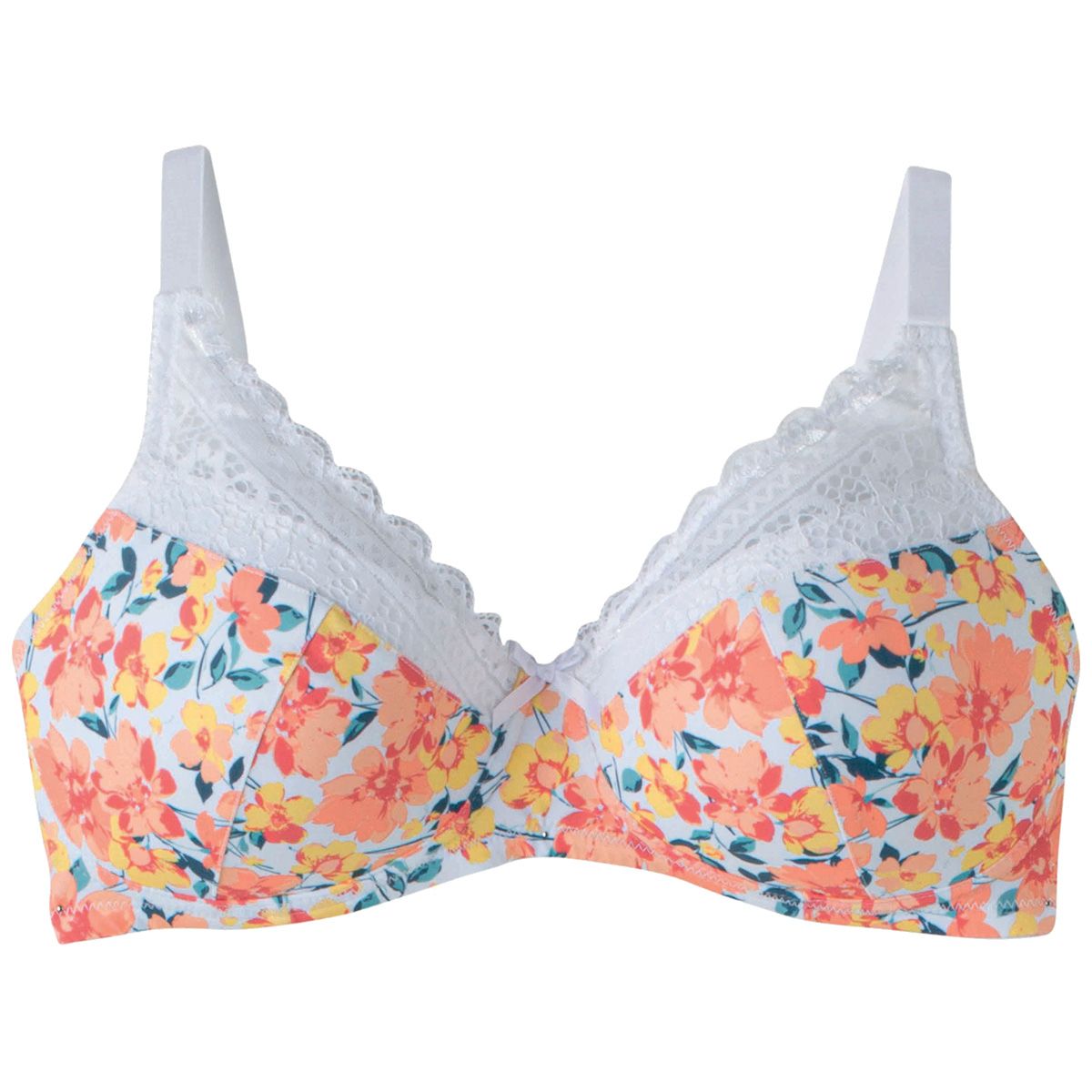 Soutien-gorge sans armatures coque souple blanc/orange Elena