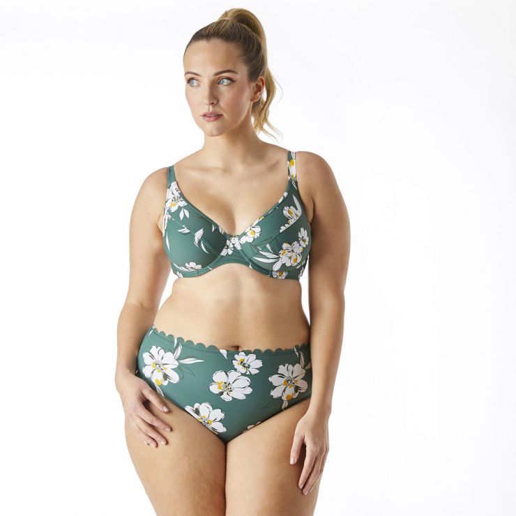 Culotte de bain taille haute vert BAHIA