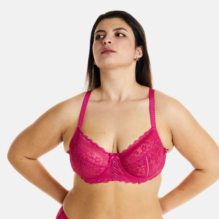 Soutien-gorge emboitant bonnets C, D et E framboise Elena