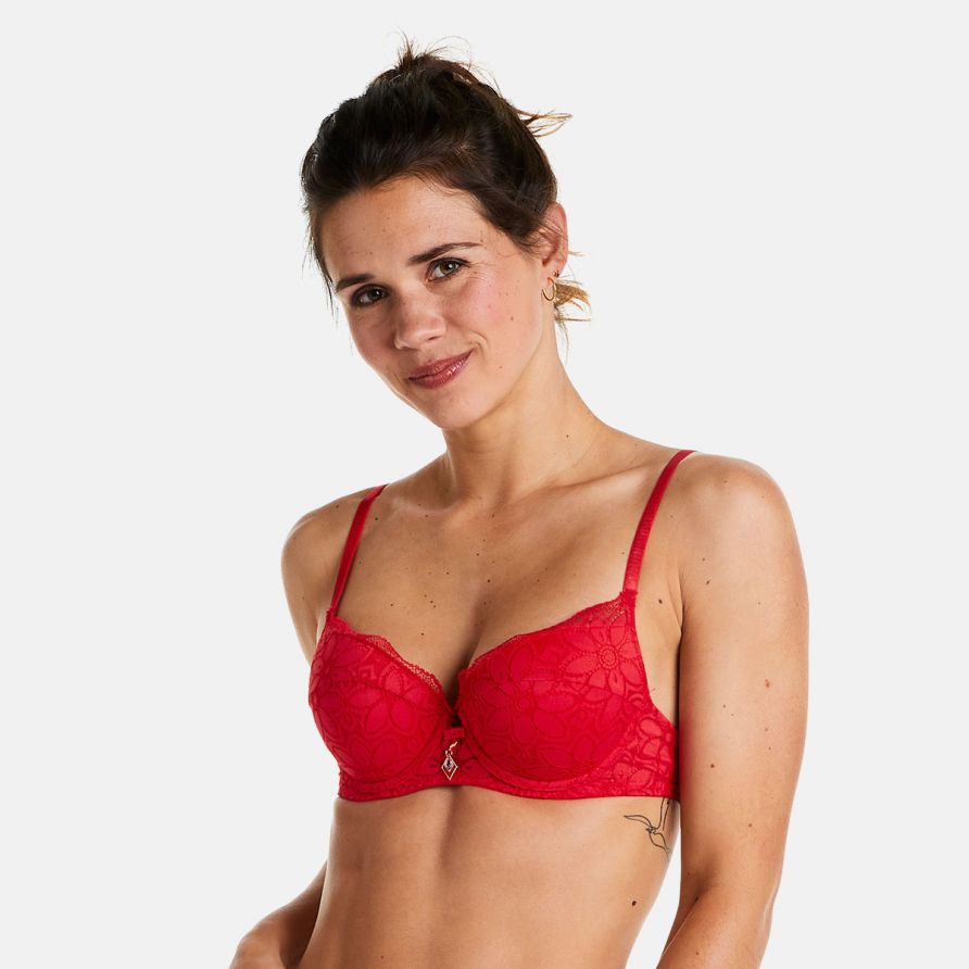 Soutien-gorge ampliforme coque moulée rouge Rouge