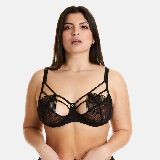 Soutien-gorge à armatures grand maintien noir Dédale