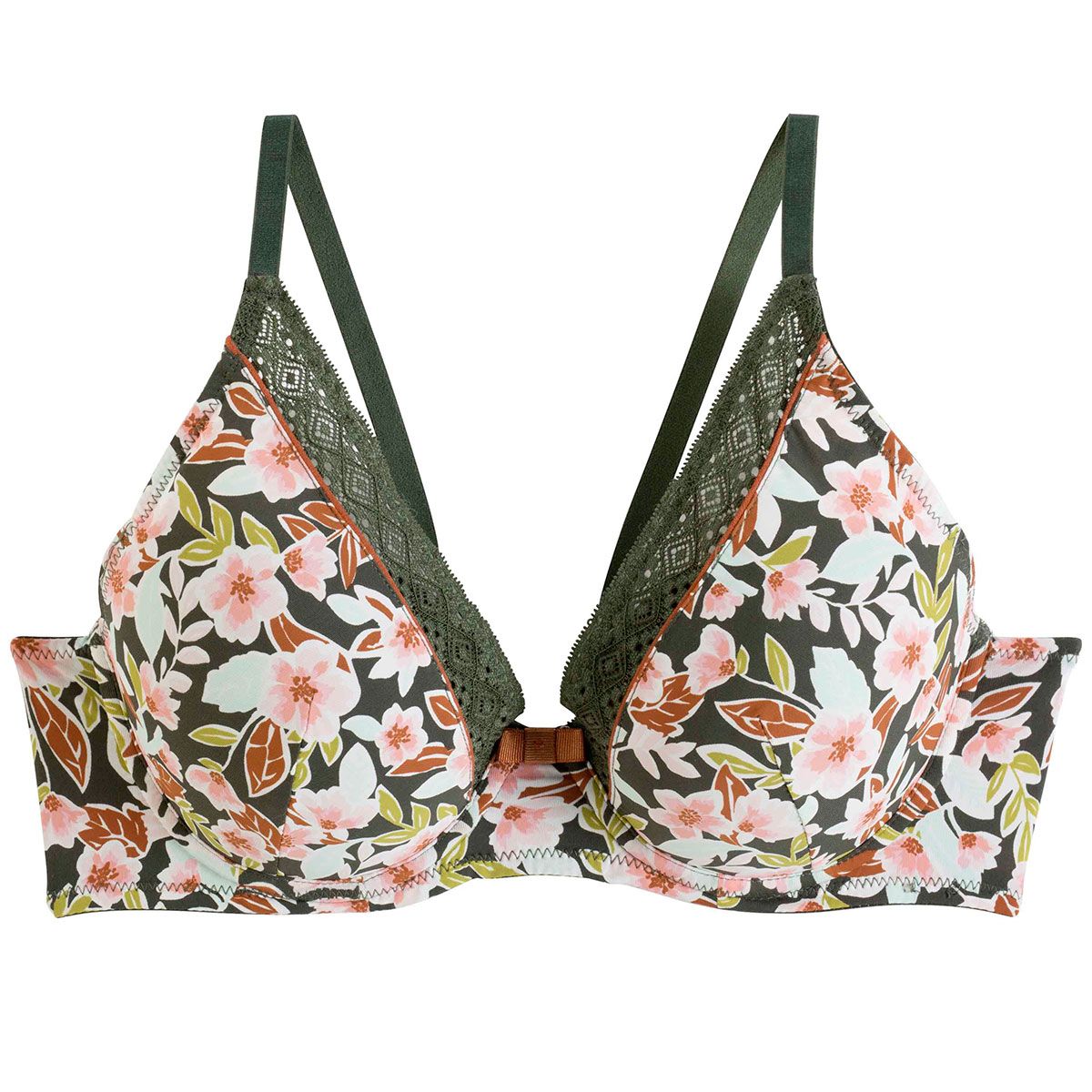 Soutien-gorge ampliforme coque moulée kaki Seventies