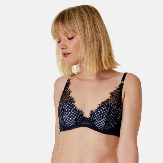 Soutien-gorge ampliforme coque moulée bleu marine Magazine