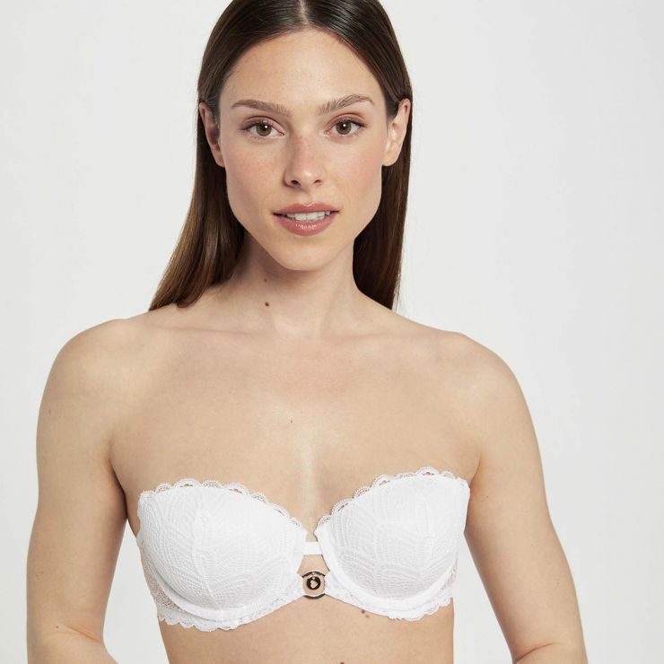 Soutien-gorge ampliforme coque moulée blanc Justine dentelle