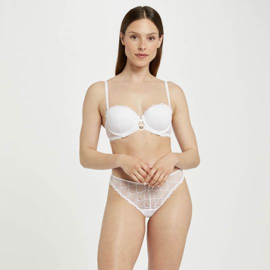 Soutien-gorge ampliforme coque moulée blanc Justine dentelle