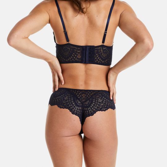 Shorty tanga bleu marine Ipomée