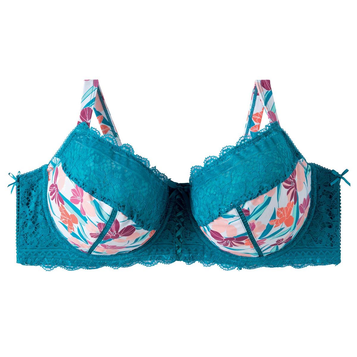 Soutien-gorge à armatures grand maintien turquoise/rose Eva