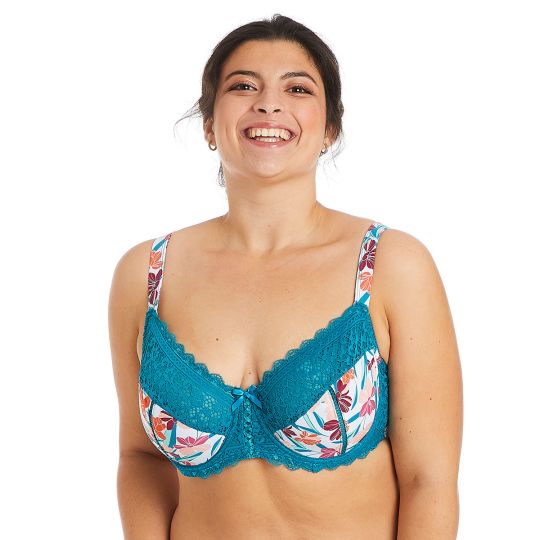 Soutien-gorge à armatures grand maintien turquoise/rose Eva