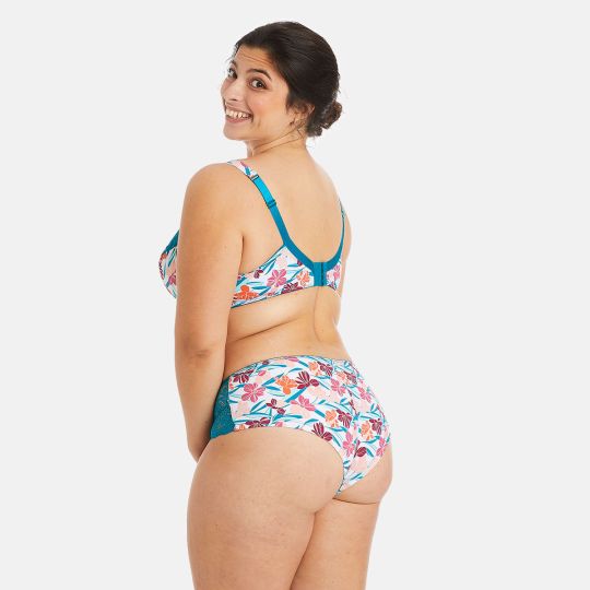 Soutien-gorge à armatures grand maintien turquoise/rose Eva