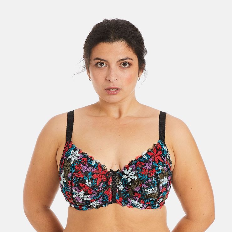 Soutien-gorge à armatures grand maintien noir/turquoise Eva