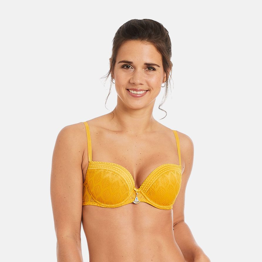 Soutien-gorge ampliforme coque moulee jaune Ruche