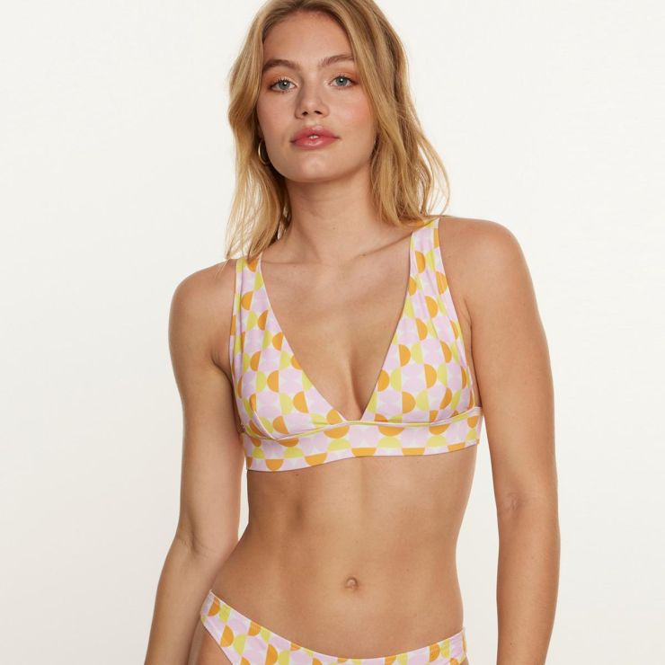 Haut de maillot de bain triangle rose Seventies