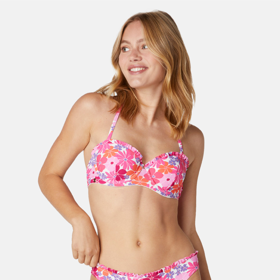 Haut de maillot de bain balconnet rose Fouta