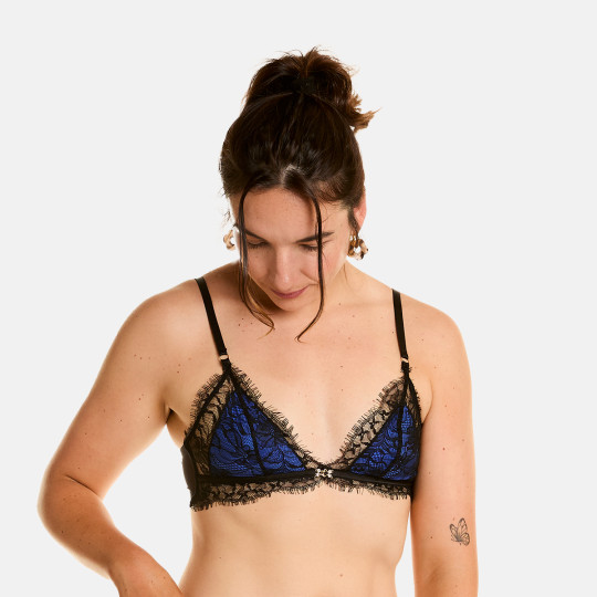Soutien-gorge sans armatures noir/bleu Alcove