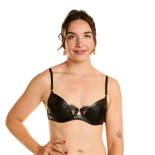 Soutien-gorge ampliforme noir Cuir