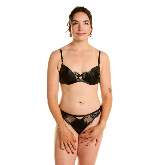 Soutien-gorge ampliforme noir Cuir
