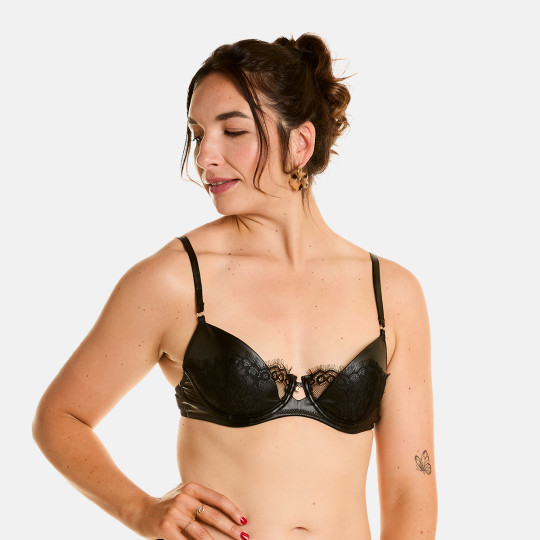 Soutien-gorge ampliforme noir Cuir