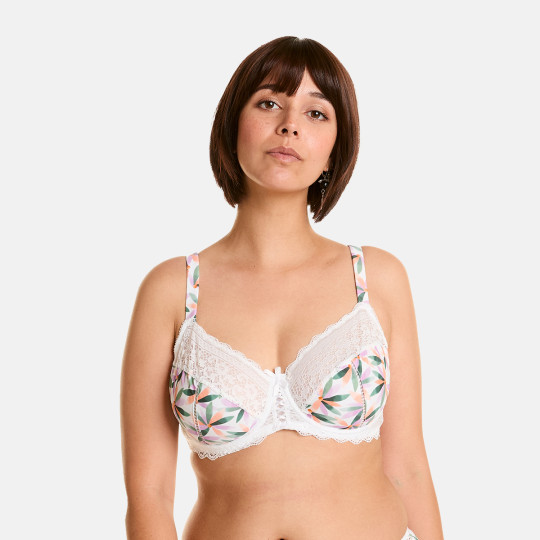 Soutien-gorge à armatures grand maintien blanc imprimé Ella