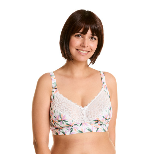Soutien-gorge sans armatures grand maintien blanc imprimé Ella