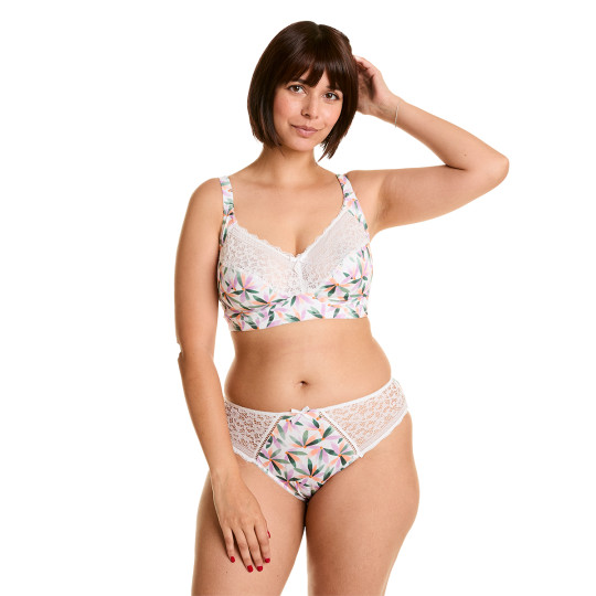 Soutien-gorge sans armatures grand maintien blanc imprimé Ella