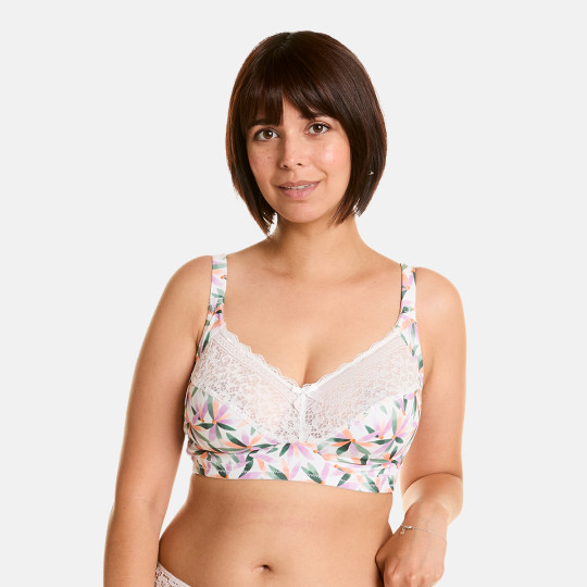 Soutien-gorge sans armatures grand maintien blanc imprimé Ella