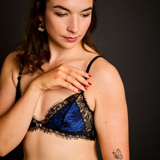 Soutien-gorge sans armatures noir/bleu Alcove