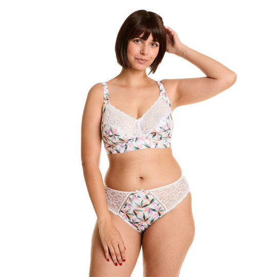 Soutien-gorge sans armatures grand maintien blanc imprimé Ella