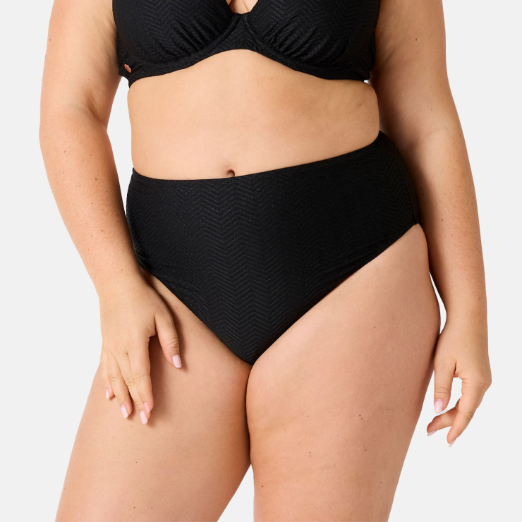 Culotte de bain taille haute noire Désinvolte