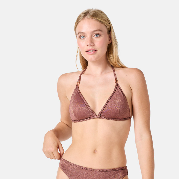 Haut de maillot de bain triangle marron Folk