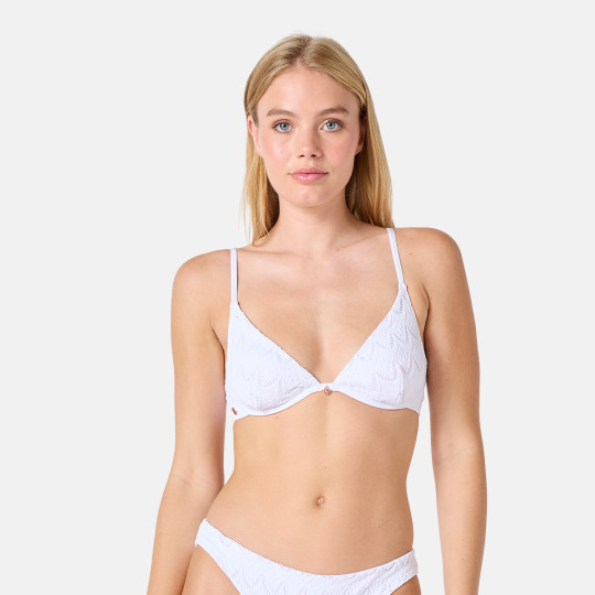 Haut de maillot de bain triangle armaturé blanc Macramé