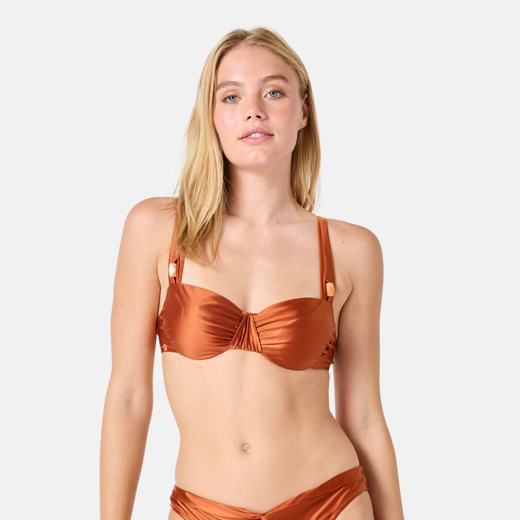 Haut de maillot de bain bandeau marron Songe