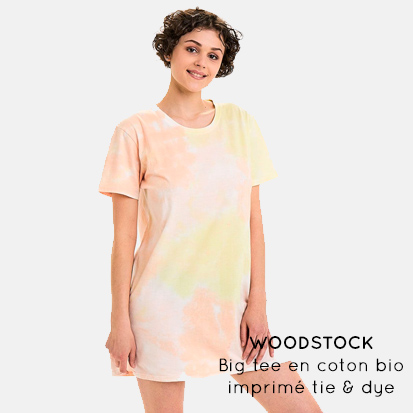 WOODSTOCK - Big tee en coton bio imprimétie & dye