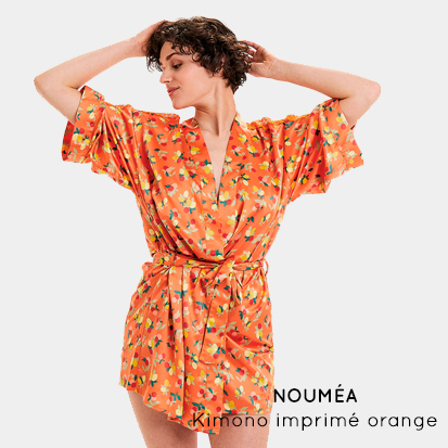 NOUMÉA- Kimono imprimé orange