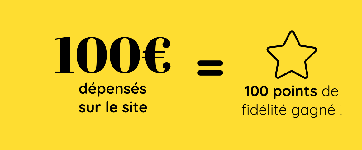100€ dépensés sur le site = 100 points de fidélité gagné !